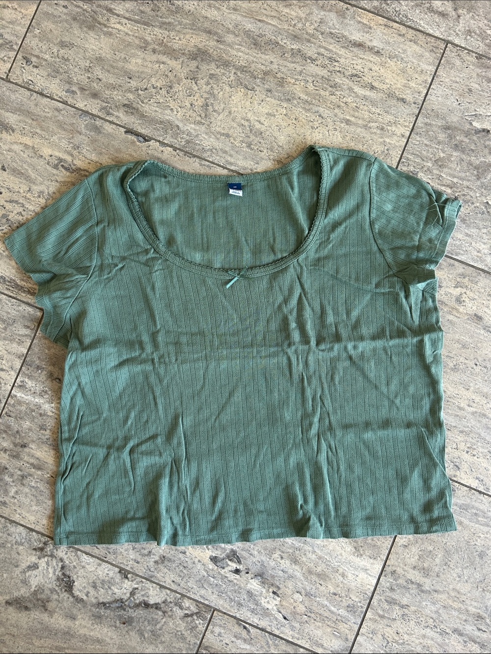 Old Navy Scoop Neck Ribbed Crop Top - Sage Green
